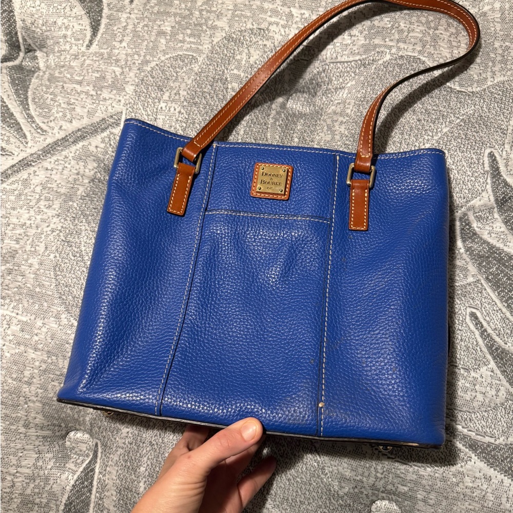 Dooney & Bourke Blue Leather Tote Bag